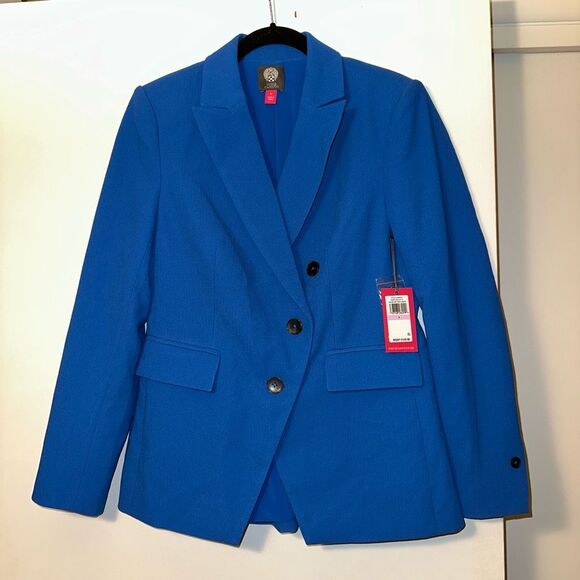 Vince Camuto Size 6 Royal Blue Collared Womens Blazer Jacket Long Sleeve NWT - Picture 1 of 11